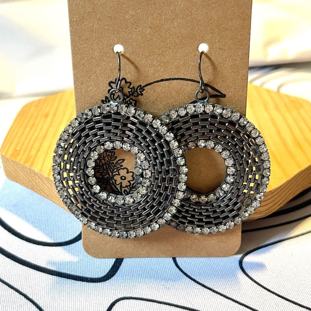Chic Silver Crystal Hoop Earrings